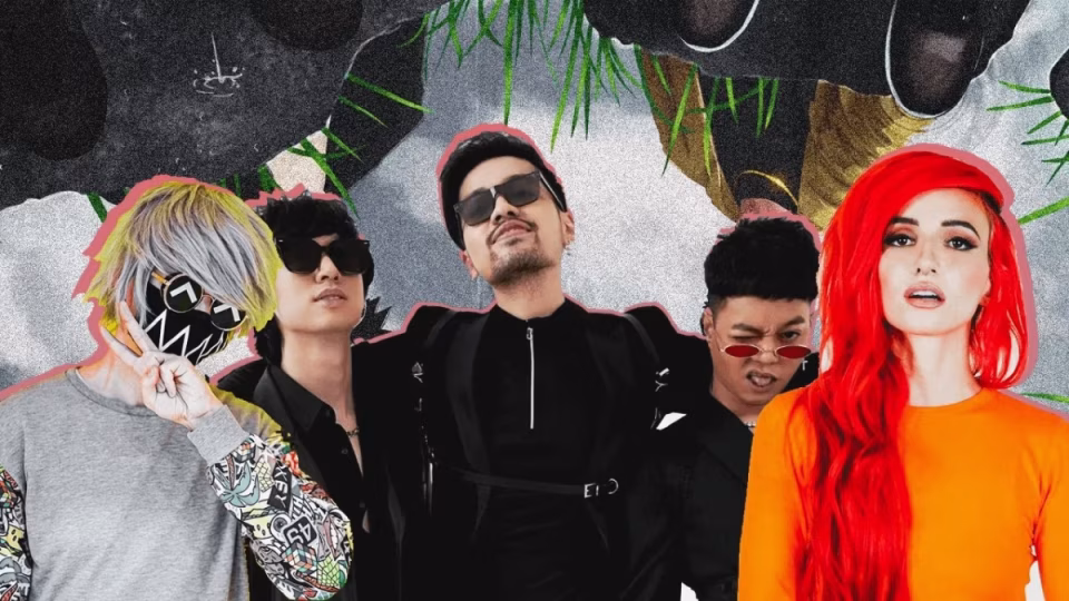 The image is a promotional shot featuring Tokyo Machine, Weird Genius, and Lights, against a digitally collaged background. - midnightrebels.com