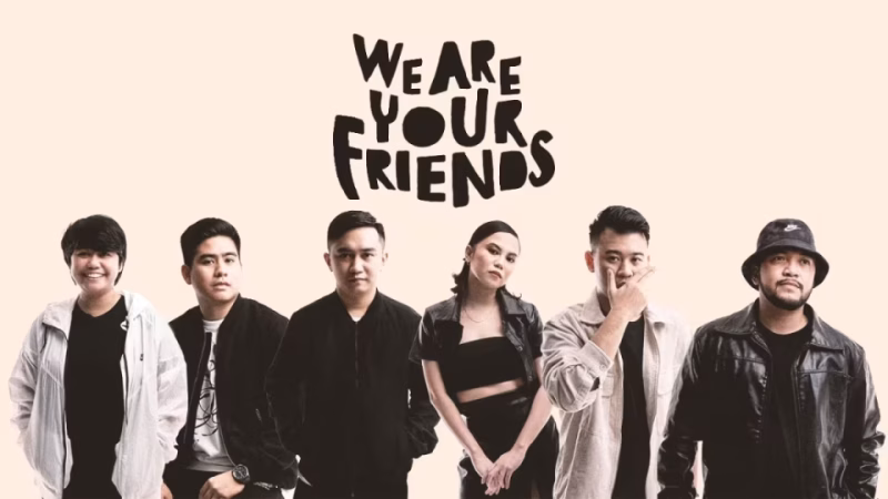 "A group photo showcases the six members of the Cebu-based band 'We Are Your Friends' against a light background, with the band's name displayed above them." - midnightrebels.com