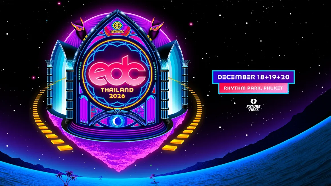 EDC Thailand 2026 festival poster, Rhythm Park, Phuket. December 18-20.